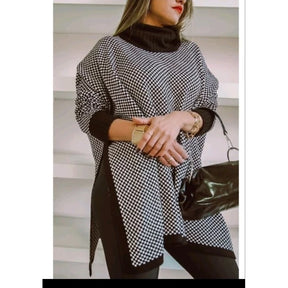 Poncho De Tricot Vestido Vanessa - Quadriculado